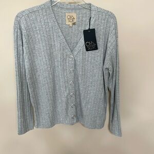 Chaser snap front ribbed cardigan, size S